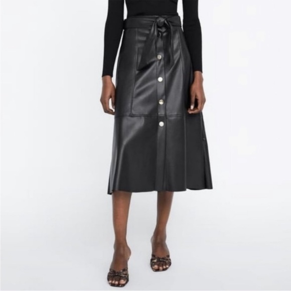 Zara Skirts Zara Faux Leather Midi Skirt Poshmark